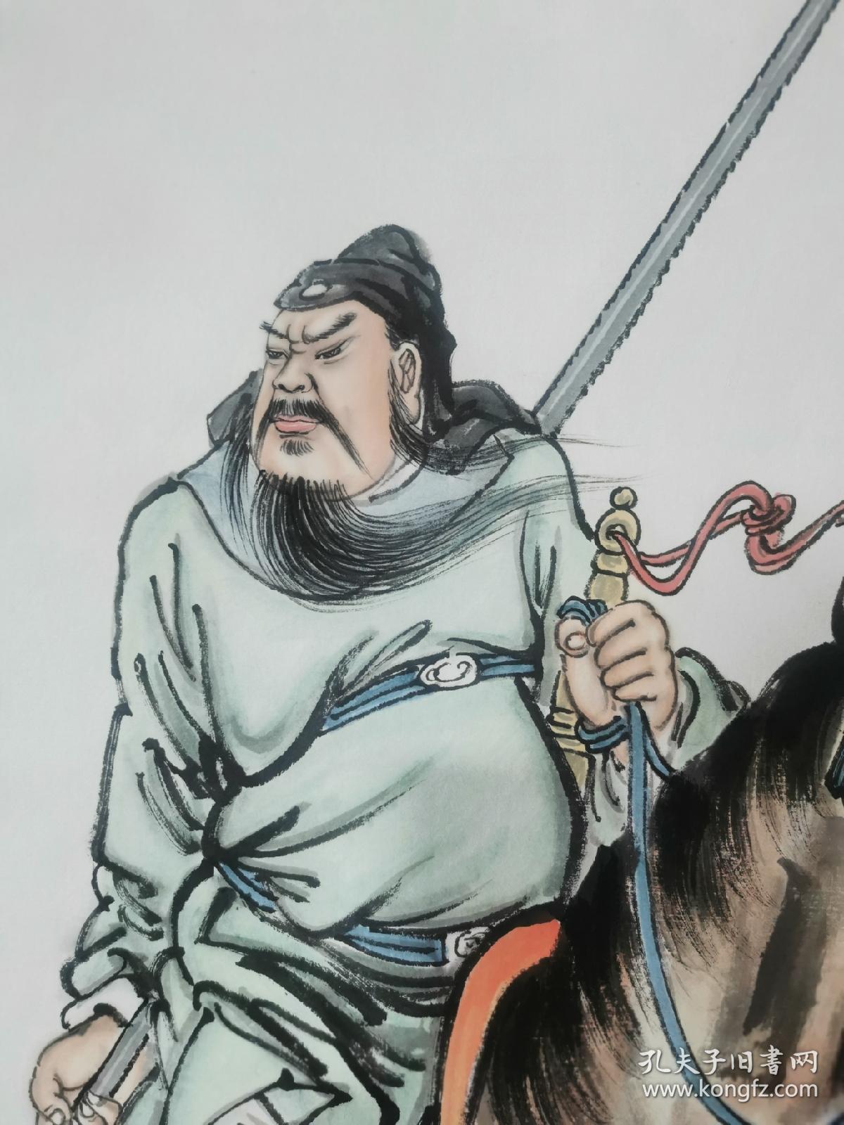 林建国 画关公关云长 横刀立马97 50cm 福建省莆田市李耕画派画家等
