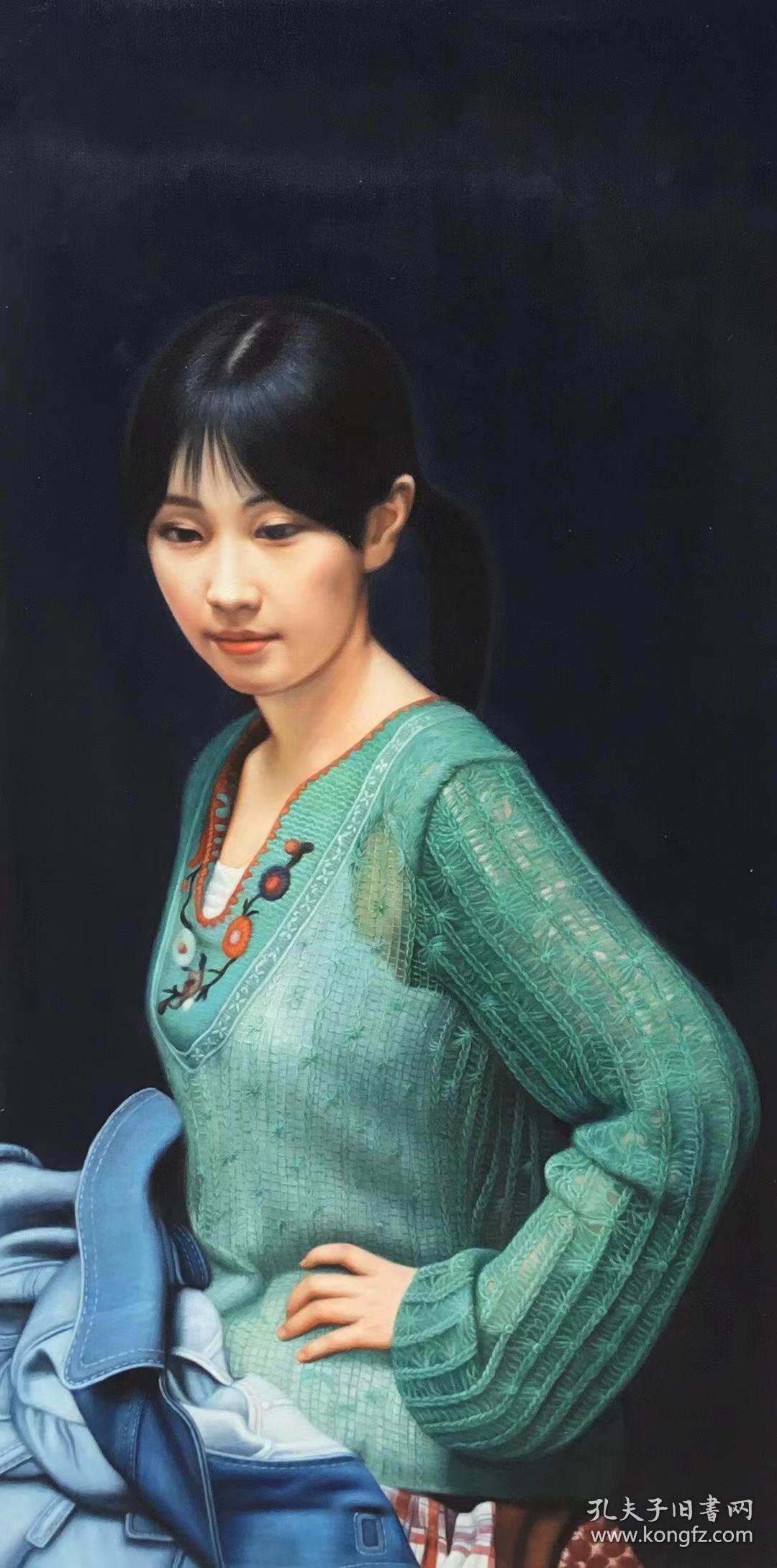 郑伟民可合影仿冷军小姜油画带实木裱框