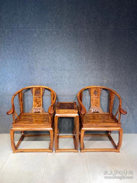 古董傳世木器海南黃花梨圈椅三件套