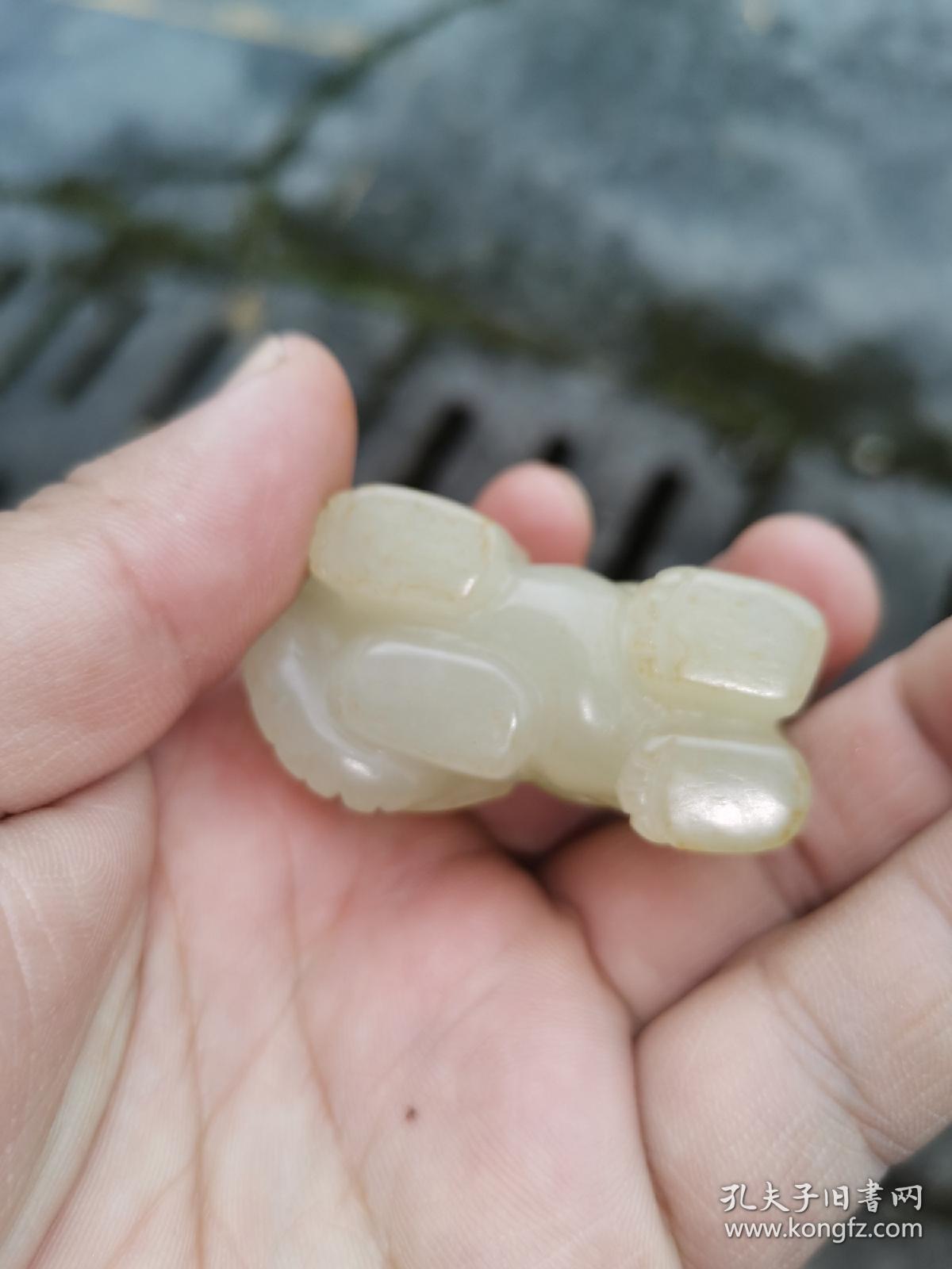 清代传世老包浆 和田白玉 太平有象 玉把件,包浆熟美.温润 传神.