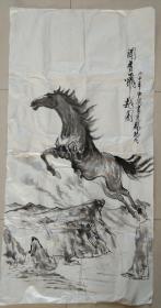 南京著名画家郑邦民先生国画《奔马◆闻香飞越图》