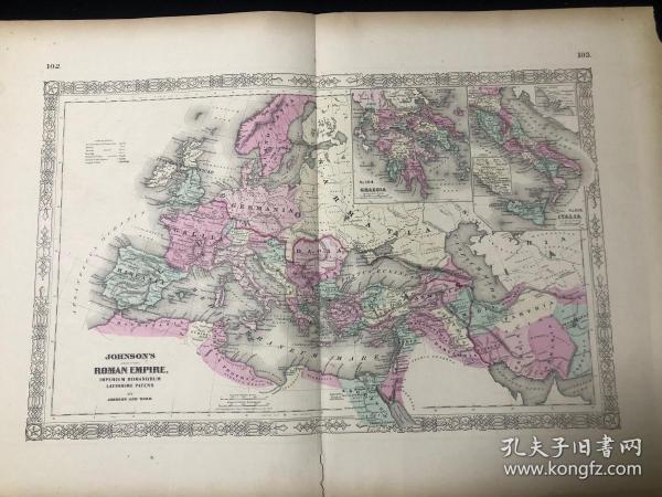 1864年 羅馬帝國古董地圖 64*46公分