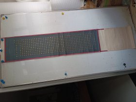 金粉手写书法手卷一副，楷书精湛，无款作者不详，手卷旧裱 后部裁切，整体尺寸190x34厘米