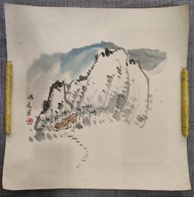 写意山水国画一张，画工可以，用笔轻松自然