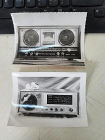 八十年代收音机等黑白老照片2张合售