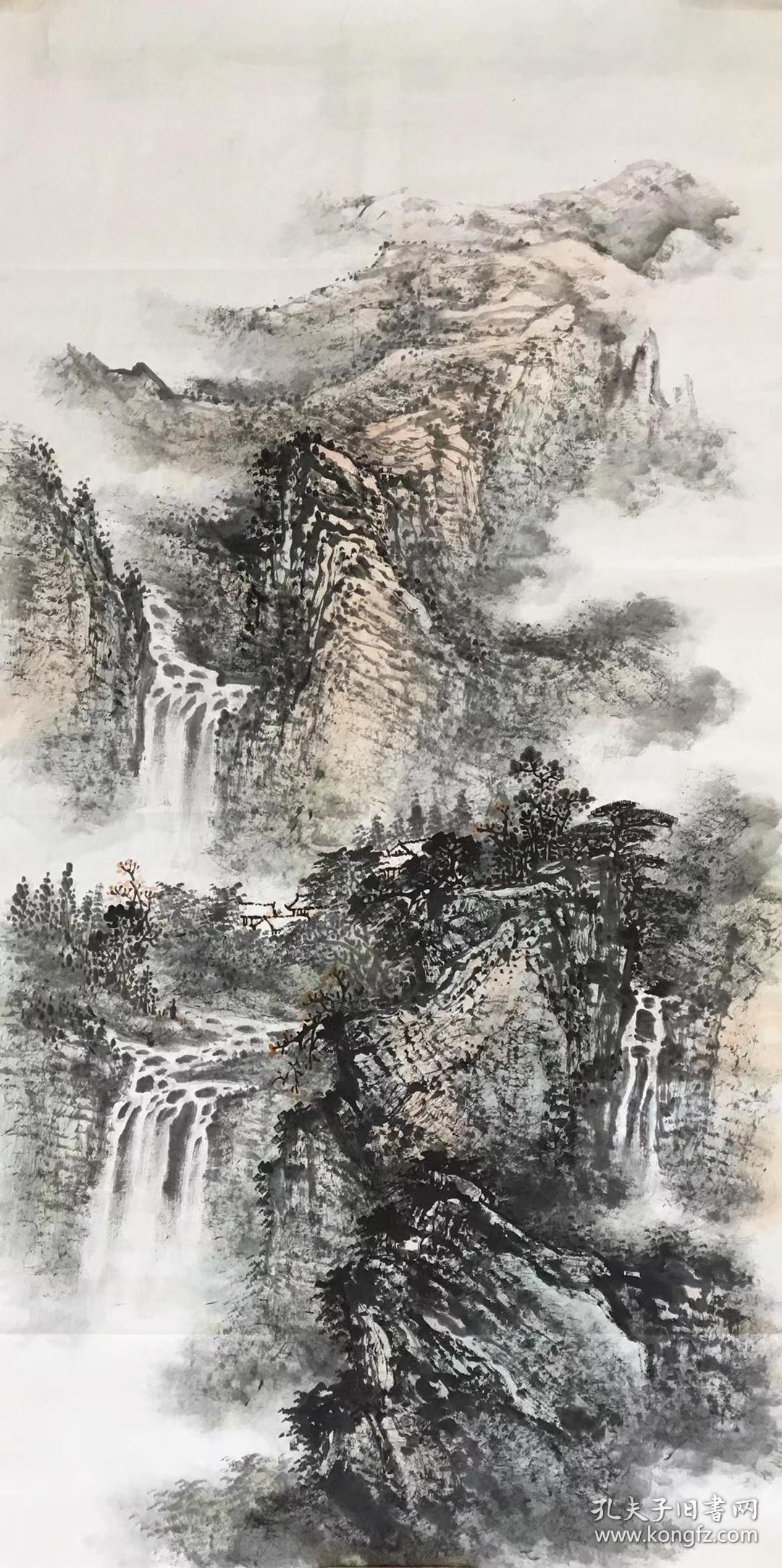 朱春鸿可合影618大特价四尺淡墨山水青山绿水