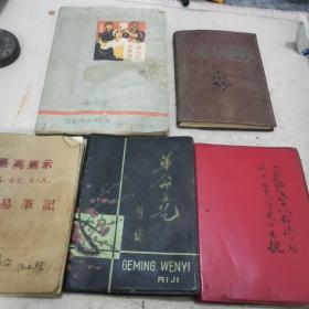 七十年代《中医医案个人学习心得手抄本》、中医内科手抄本；其中三本内容记载1972年至1976年个人工作学习生活日记未连载，五本合售23-0915-02