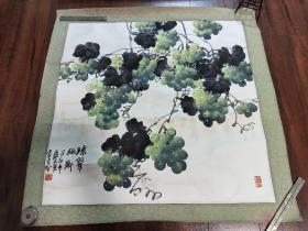 陕西著名画家吴立志四尺斗方葡萄一幅