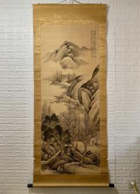 水田竹圃精品 大尺幅《山水》
水田竹圃（1883~1958）本名忠治，又名敬，字馀忠次，号潇碧堂、积翠堂、水竹居、蚁池庵。
少从师姬岛竹外， 20馀岁跻身画坛，後成为关西南画界的重镇。1921年主持画塾菁我会，培养南宗画弟子。历任日本南画院同人、帝国美术院展览会委员及审查员。作品多次入选文部省美术展并获奖，并多次以无鉴查身份参加官展，尤精四季山水。代表作有《溪山滴翠》、《大华山实景》