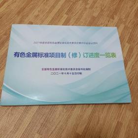 2021年度全国有色金属标准化技术委员会常州年会会议资料:有色金属标准项目制（修）订进度一览表