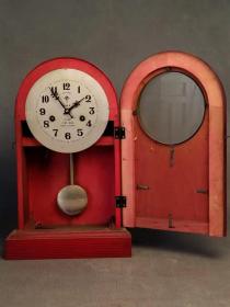 六七十年代【北极星】圆头座钟，全品完整，正常走时，品相尺寸如图！