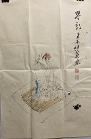 傅继英国画人物 琴韵