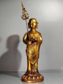 价格1200元，纯铜鎏金精工铸造佛像供像
高38厘米 宽13.5厘米，重3420克