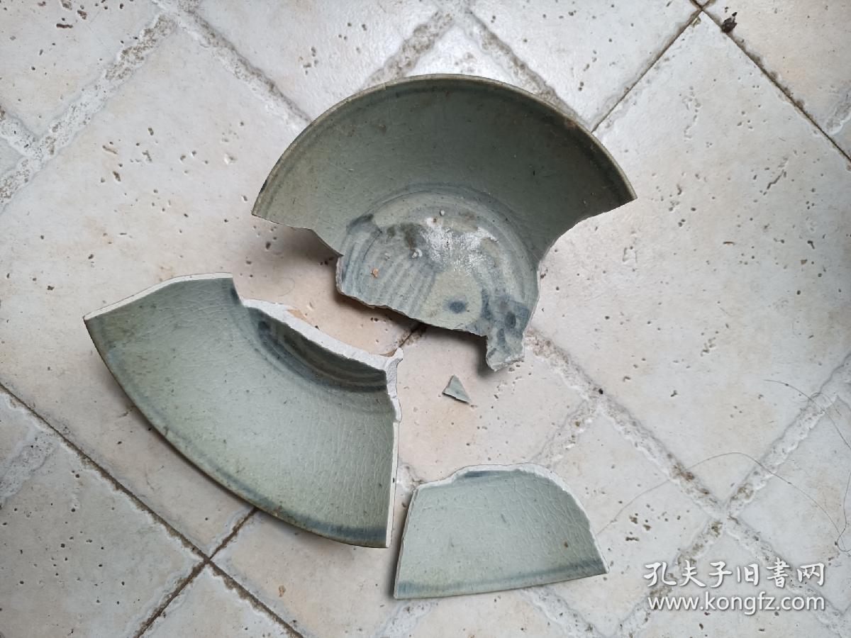 明代飞凤纹青花碗碎片修复古物标本全品市场价大几千