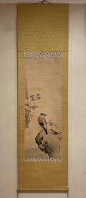 根本雪蓬 绢本设色花鸟挂轴
