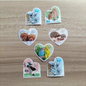 外国邮票 日本信销邮票动物 异形  7枚（库存   1）