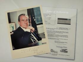 中国人民的老朋友 美国总统 尼克松 Richard Nixon 亲笔签名大尺幅官方照 JSA鉴定