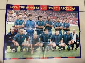 足球海报 1997欧洲优胜者杯冠军2张 巴塞罗那/罗纳尔多