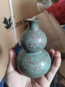 中医文物：蓝釉葫芦瓶。约民国老中医江湖郎中旧物。