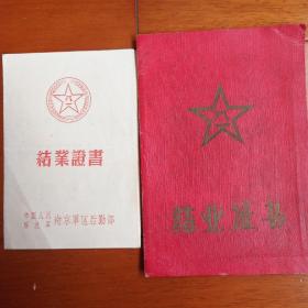 中国人民解放军第三军械预备学校结业证书+单械干部训练班结业证书