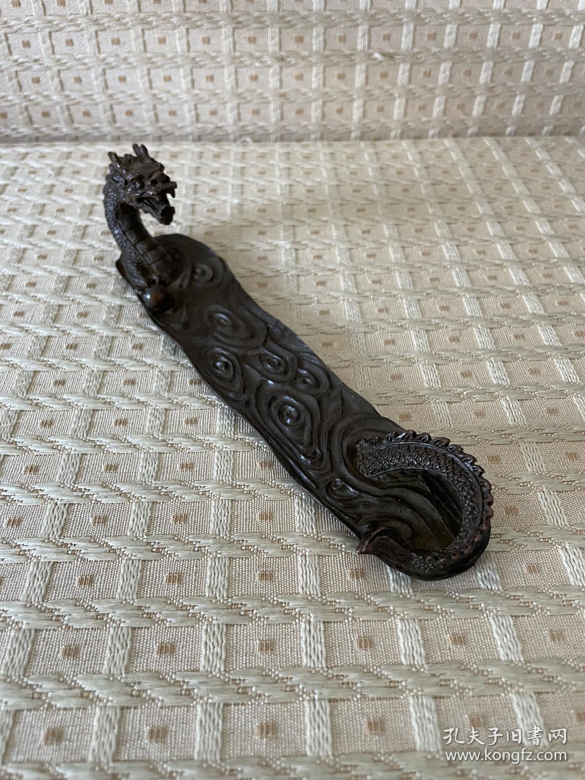 日本回流 香插 文镇 镇纸 镇尺 纯铜制 龙出海造型 日本古美术 名家