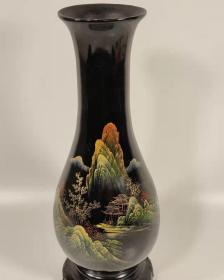 黑色彩绘塑料花瓶~玉壶春瓶