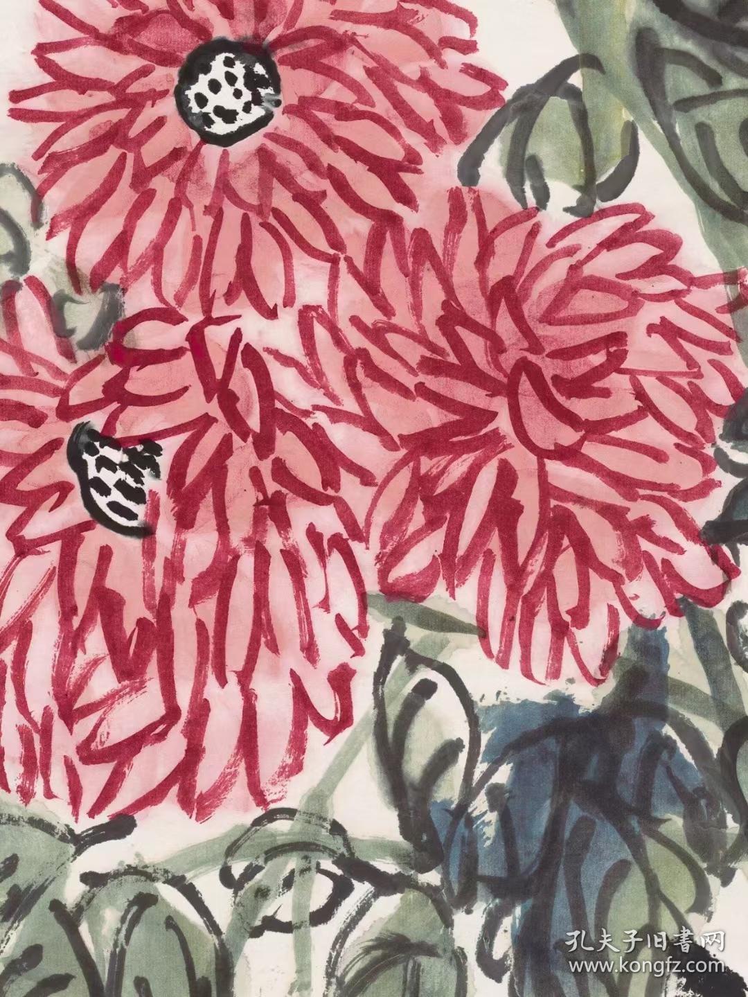 齐白石花开富贵复制品挂轴画心根据原作高清复制宣纸印制仿真度极高