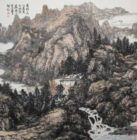 267.   山西美协贾智高，4尺斗方中国画《若问高人居，更在幽深处》