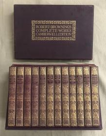 Robert Brownings Complete Works Camberwell Edition 《罗伯特· 勃朗宁作品全集》1898年初版，布面精装本，带布面烫金木箱书盒，豪华烫金书脊封面，漂亮的版画插图，完美品相