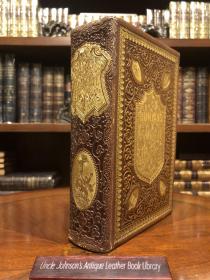 班扬全集  Bunyan’s complete works 带班扬1685手稿复制件。
1860版全皮压花烫金装帧，精美无比。
多幅美柔汀蚀刻版画栩栩如生。
包含天路历程、圣战、恶人传等名篇。
Pilgrim’s Progress / The Holy War / Mr. Badman