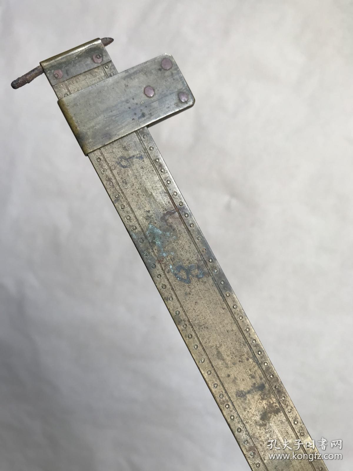 373202cm120克10寸老铜游标卡尺清代双面刻度游标寸尺老铜尺量尺