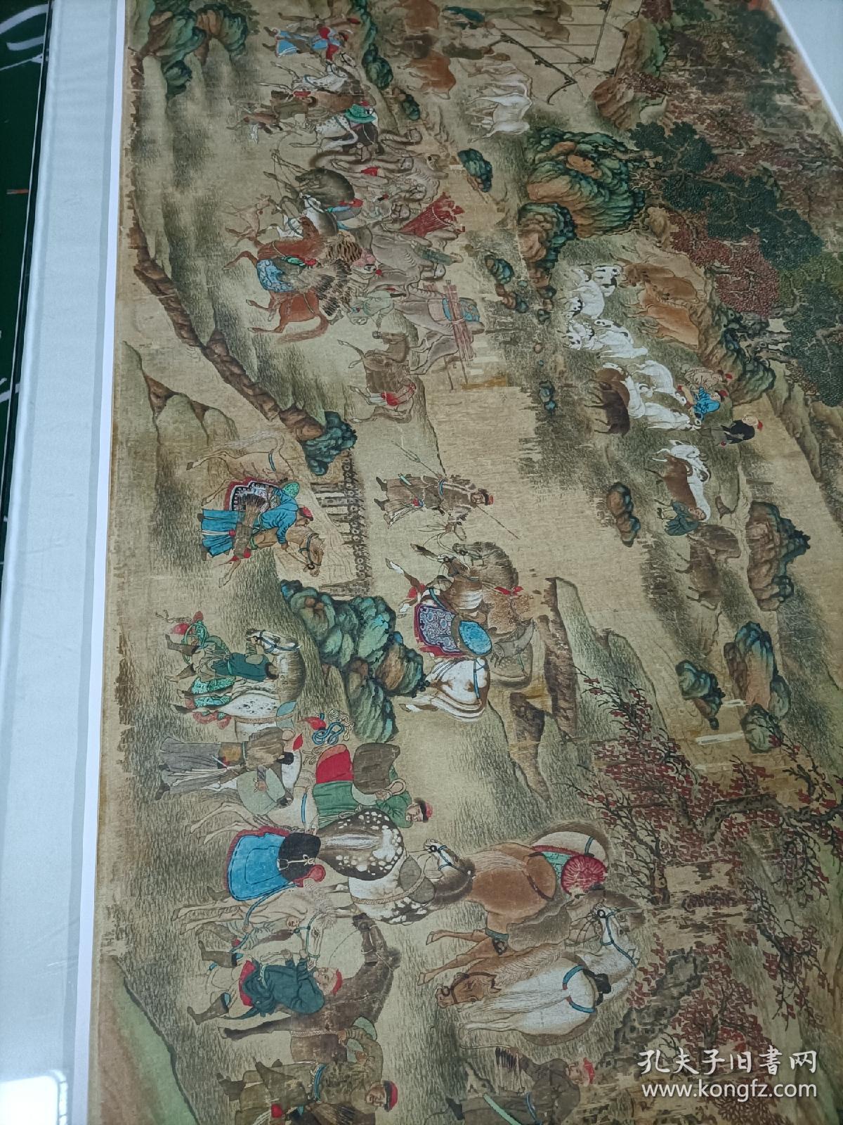 元人秋猎图高清绢布史诗长卷60x1213cm少数民族人物宫廷画真迹复制品