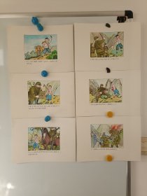 出版社画稿，王二小连环画一套，总计6张，彩色手绘，作者不详，每页尺寸30x20厘米， 包真包手绘