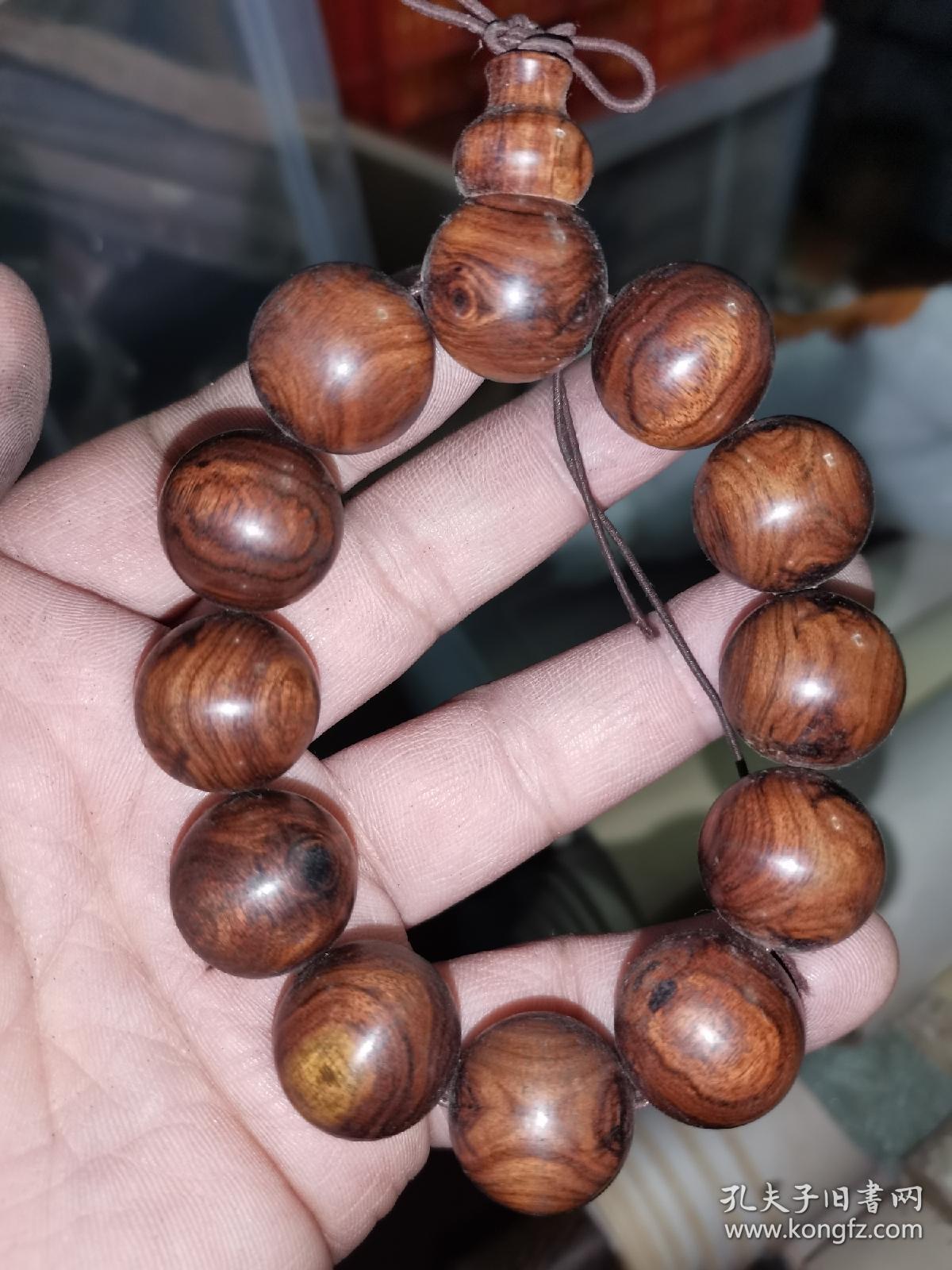 传世老旧花梨木念珠手链手串老料包浆皮壳熟美12粒檀珠每粒15厘米温润