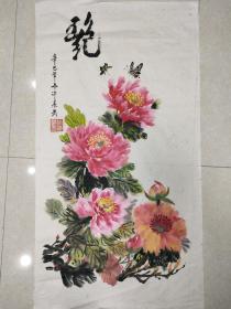手绘牡丹花，软片100 X 54