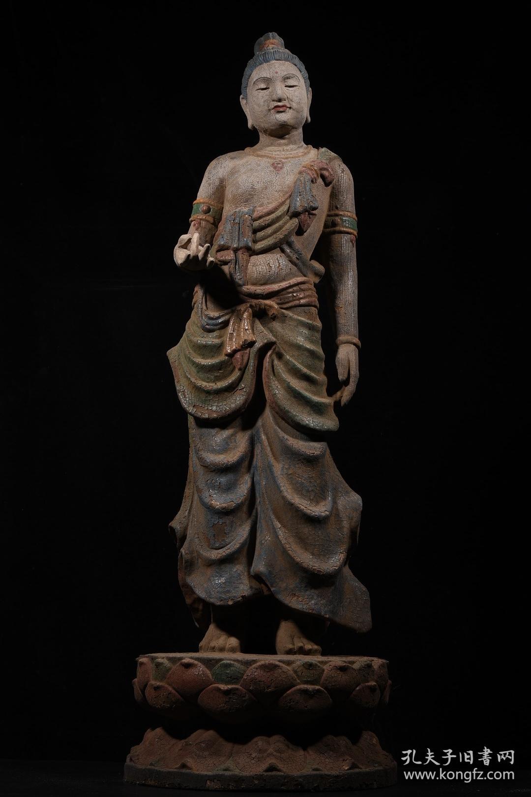 超大尺寸老木雕大势至菩萨站像右手可拆高120cm宽约40cm重17520克bw1