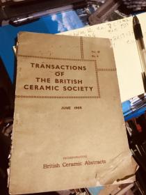 TRANSACTIONS  OF  THE  BRITISD   CERAMIC   SOCIETY(英国陶瓷协会会刊1968年第6期