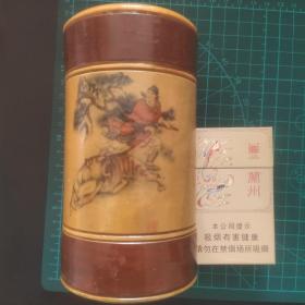 木质茶叶罐一个 七八十年代 武松打虎图 （仿刘继卣画）