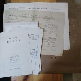 谢莹莹（北京外国语大学教授·博导）1987年墨迹填写《教师登记表》一份·及附件页·已全部上书影·最后两三张书影为复印·详见书影·SFJG·50·10
