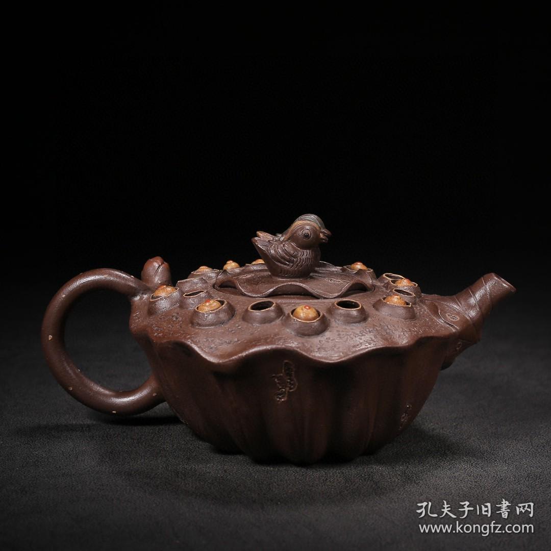 珍藏精品紫砂壶品名鸳鸯戏水底款陈鸣远尺寸177cm容量300cc紫砂分类