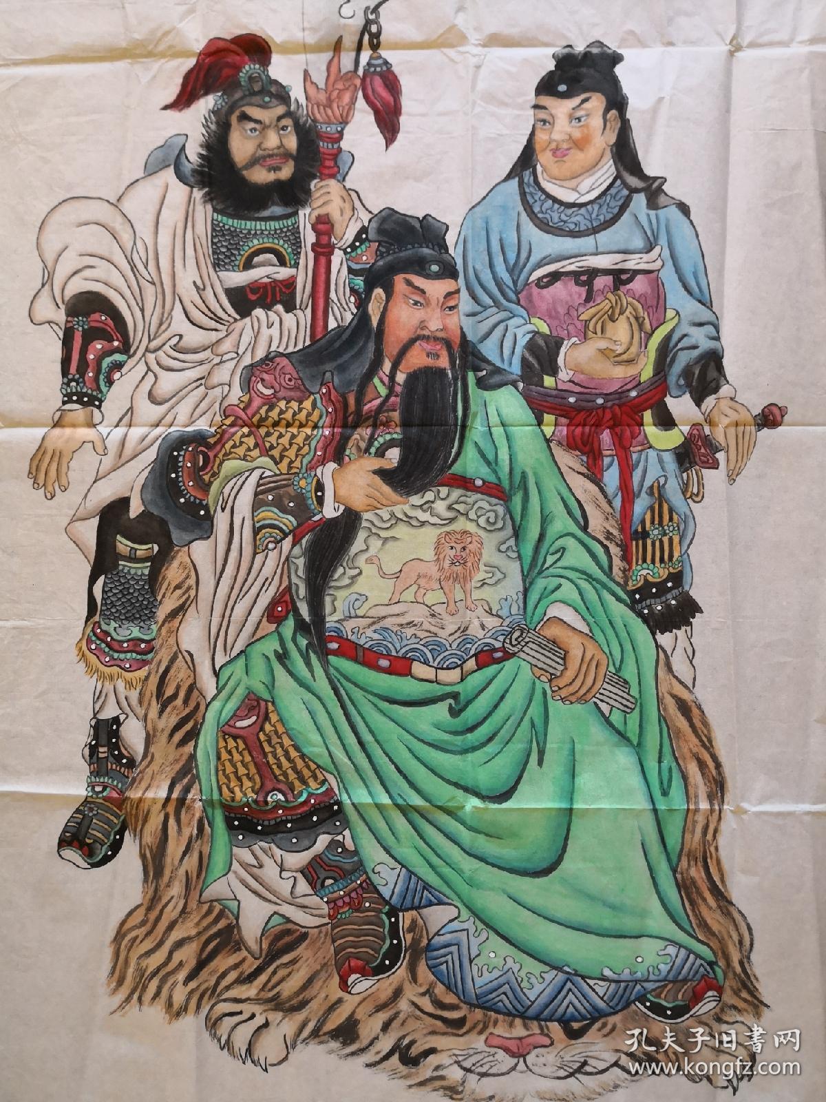 无款无印精品人物关羽周仓关平画像软片