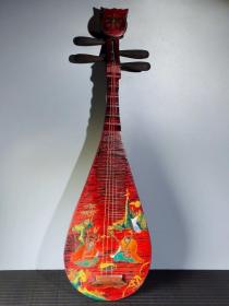 价格650元，漆器手工打造彩绘描金乐器琵琶
高90厘米 宽27.5厘米 ，重1650克