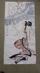 纯手绘设色 人物 国画