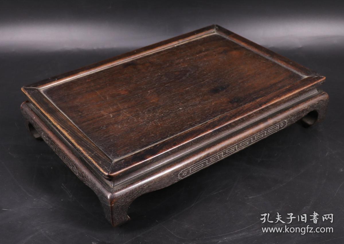 【图】年代物 日本购回《超大型 原包浆 老红木 嵌纯银丝 长方形"大桌