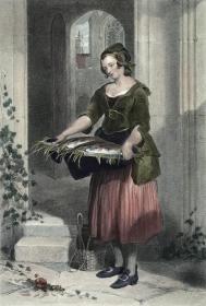 1844年特大幅手工上色铜版画《垂钓者的女儿》—英国维多利亚时代学院派画家与雕塑家爱德温·兰西尔(Edwin Landseer,1802 - 1873年)作品 雕刻师William Finden 纸张尺寸69*51厘米