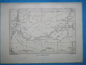 1882年地图《南美洲.从哥伦比亚马格达莱纳河到奥里诺科河的路线itineraire du rio magdalena a l'orenoque》尺寸30*21.7厘米，反面有字，