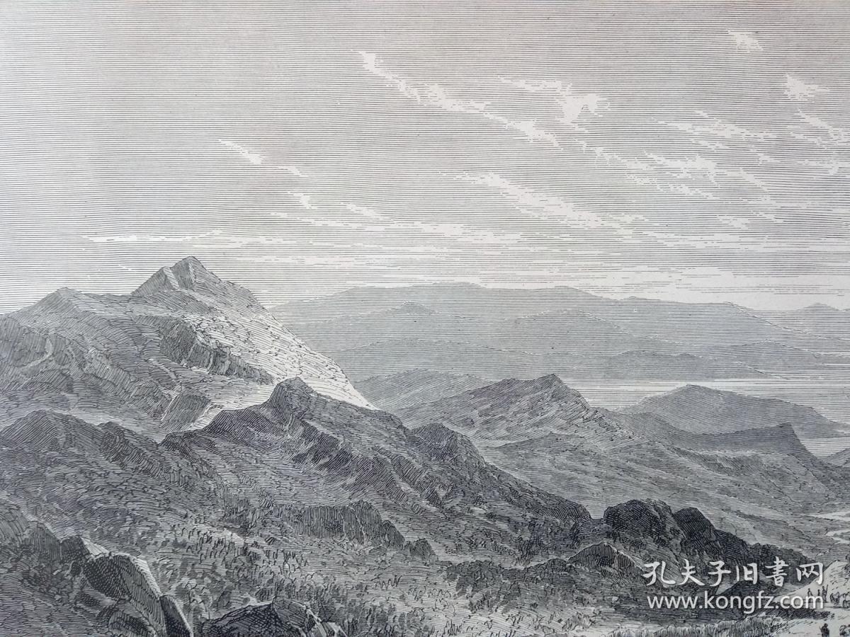 1889年大幅木刻版画风景画山川之美ausderfelsenwildnissdergranitza