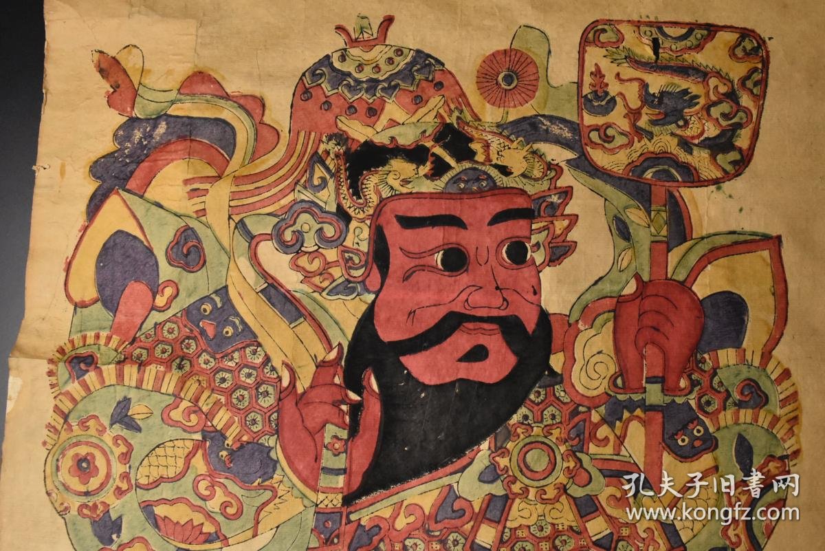 【图】(丁9679)日本回流 中国木板年画的精粹《杨家埠木板年画门神郁垒、神荼》精美套印版画2张 郁垒、神荼是中国民间信奉的两位门神 贴门神的 ...