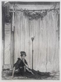 1890年法国艺术蚀刻铜版画《沉默》——英国画家劳伦斯·阿尔玛-塔德玛（Lawrence Alma-Tadema1838-1912） 作品 雕刻家：EDM RAMUS 雕刻 法国ARCHES版画专用水印纸 44x30.5cm