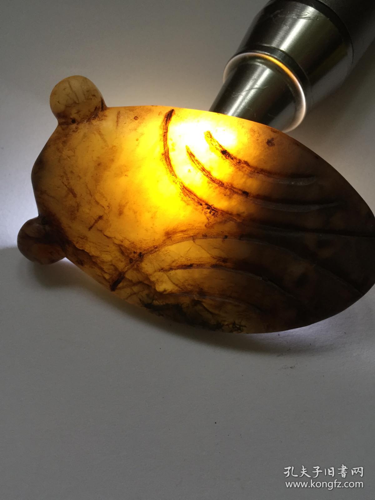 商代玉蝉土染玵黄色如蜜蜡玉体老熟细润凝脂动感十足精美可爱